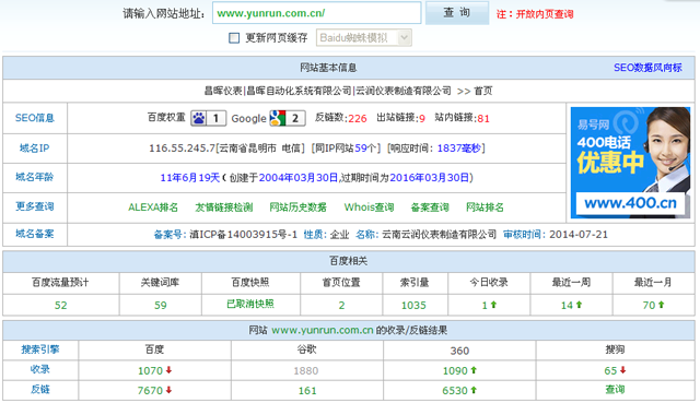 http://hlxykdb.com/在站長(zhǎng)工具的查詢數(shù)據(jù)截圖
