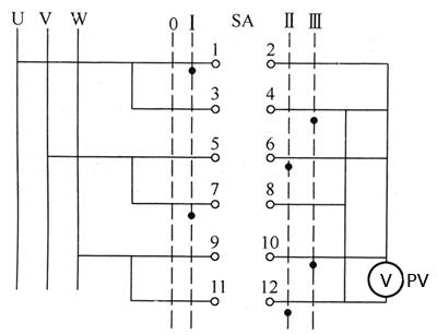 LW5-15/YH3型線(xiàn)電壓轉(zhuǎn)換開(kāi)關(guān)接線(xiàn)圖