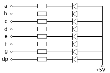 共陽數(shù)碼管電路