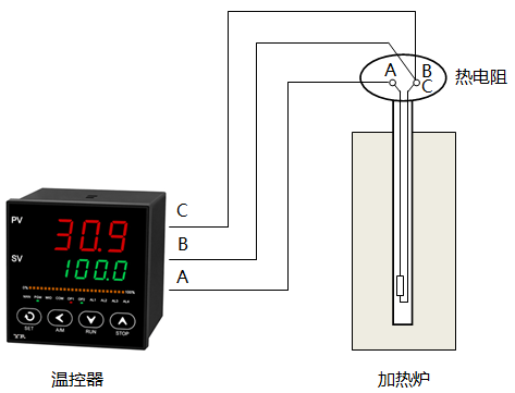 熱電阻三線(xiàn)制測(cè)溫系統(tǒng)回路示意圖