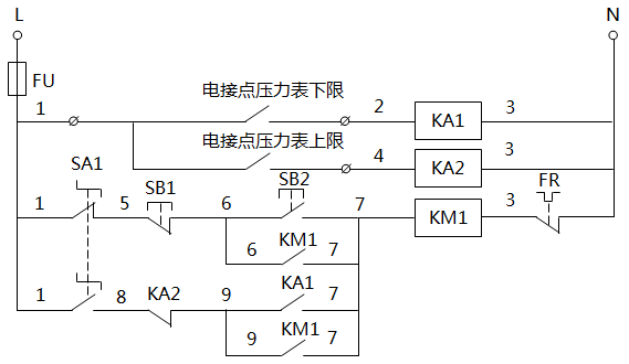 水泵電機(jī)控制回路