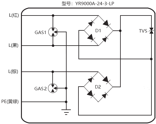 三線制現(xiàn)場儀表用信號電涌保護器原理圖