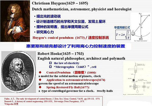 惠更斯和胡克都曾鉆研過利用離心力控制速度的問題，并設(shè)計了有關(guān)裝置